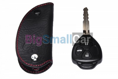 Чехол Для Ключа Toyota (Брелок),  Кожаный, Цвет Нити Красный,  bgt307 - купить Новопокровской