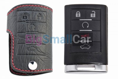 Чехол Для Ключа Cadillac (Брелок), С Надписью Cadillac Кожаный, Цвет Нити Красный bgt312 - купить Новопокровской