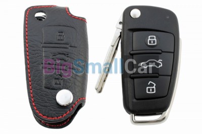 Чехол Для Ключа Audi (Брелок), Кожаный, Цвет Нити Красный bgt316 - купить Новопокровской