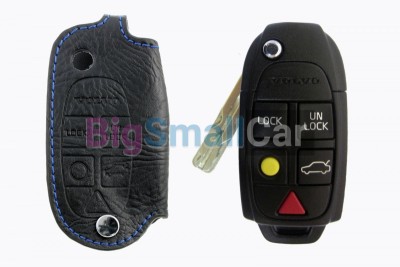 Чехол Для Ключа Volvo (Брелок), Кожаный, Цвет Нити Синий bgt328 - купить Новопокровской