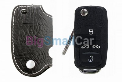 Чехол Для Ключа Volkswagen (Брелок), Кожаный, Цвет Нити Белый bgt364 - купить Новопокровской