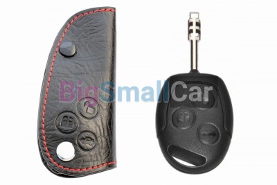 Чехол Для Ключа Ford (Брелок), Без Надписи Ford. Кожаный, Цвет Нити Красный bgt408 - купить Новопокровской