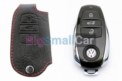 Чехол Для Ключа Volkswagen (Брелок), Кожаный, Цвет Нити Красный bgt410 - купить Новопокровской