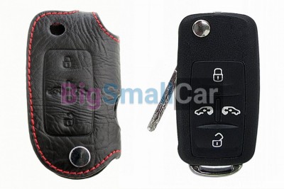 Чехол Для Ключа Volkswagen (Брелок), Кожаный, Цвет Нити Красный bgt411 - купить Новопокровской