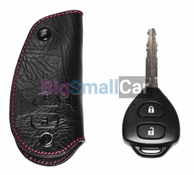 Чехол Для Ключа Toyota (Брелок), С Надписью Corola Кожаный, Цвет Нити Красный bgt436 - купить Новопокровской