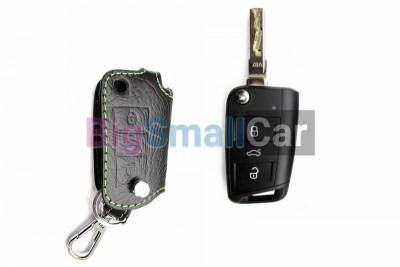 Чехол Для Ключа Skoda (Брелок), Кожаный, Цвет Нити Зеленый bgt501 - купить Новопокровской