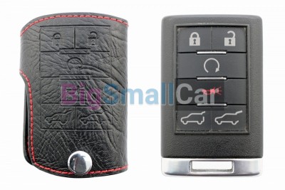 Чехол Для Ключа Cadillac (Брелок), Без Надписи Cadillac Кожаный, Цвет Нити Красный bgt526 - купить Новопокровской